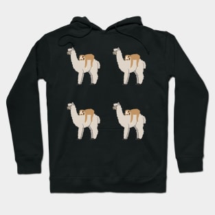 Cute Sloth Sleeping on Llama Pattern Hoodie